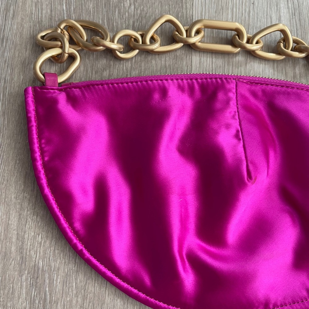 Cult Gaia Estrella Mini Anemone Pink Satin Gold Chain Shoulder Bag Chic Glam Y2K - Picture 12 of 12
